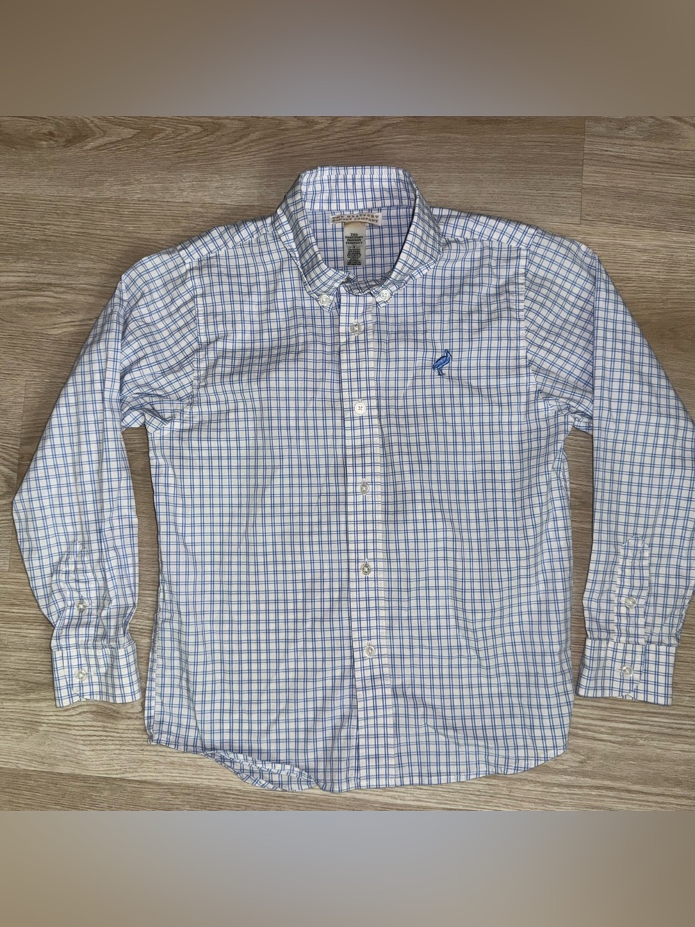 Boy, Size 8 The Beaufort Bonnet Company Blue & White Windowpane Dress Shirt